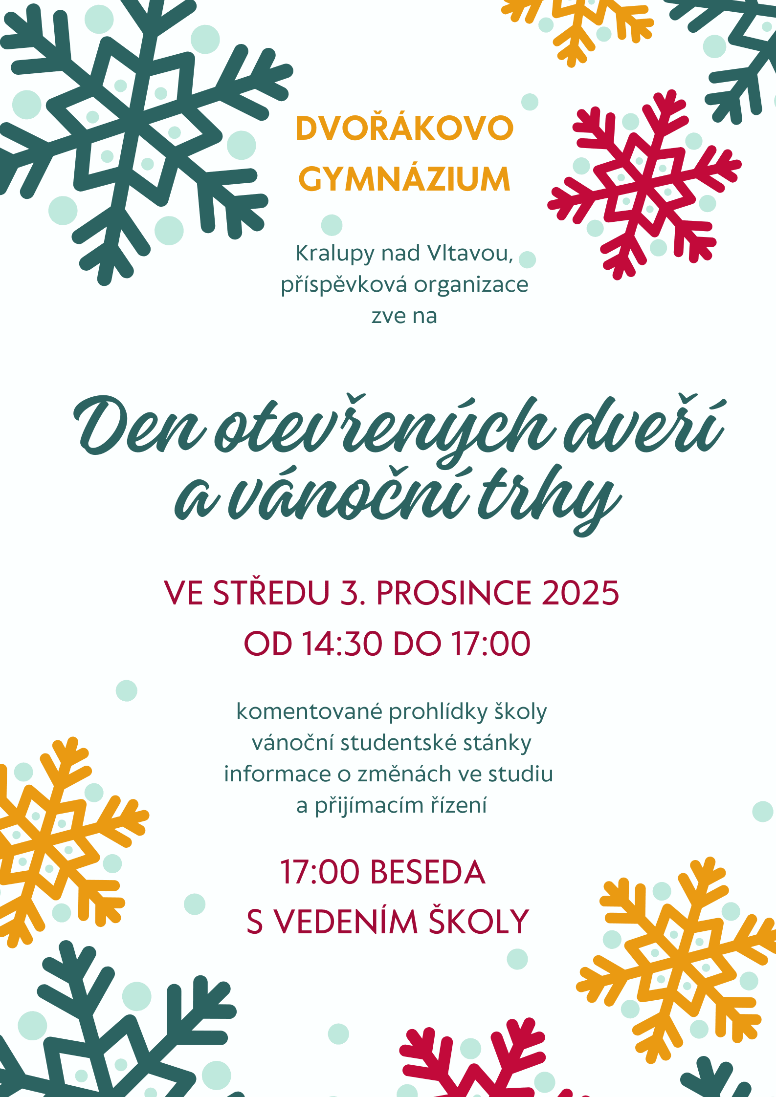 Den otevřených dveří - středa 3. prosince 2025 od 14:30 do 17:00