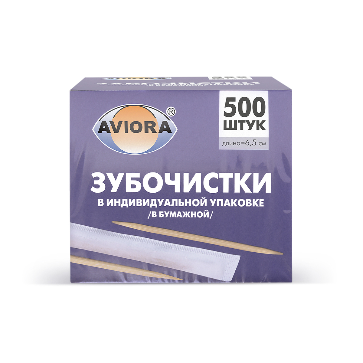 Зубочистки БАМБУКОВЫЕ в индивидуальной буманой упаковке, 500 шт,