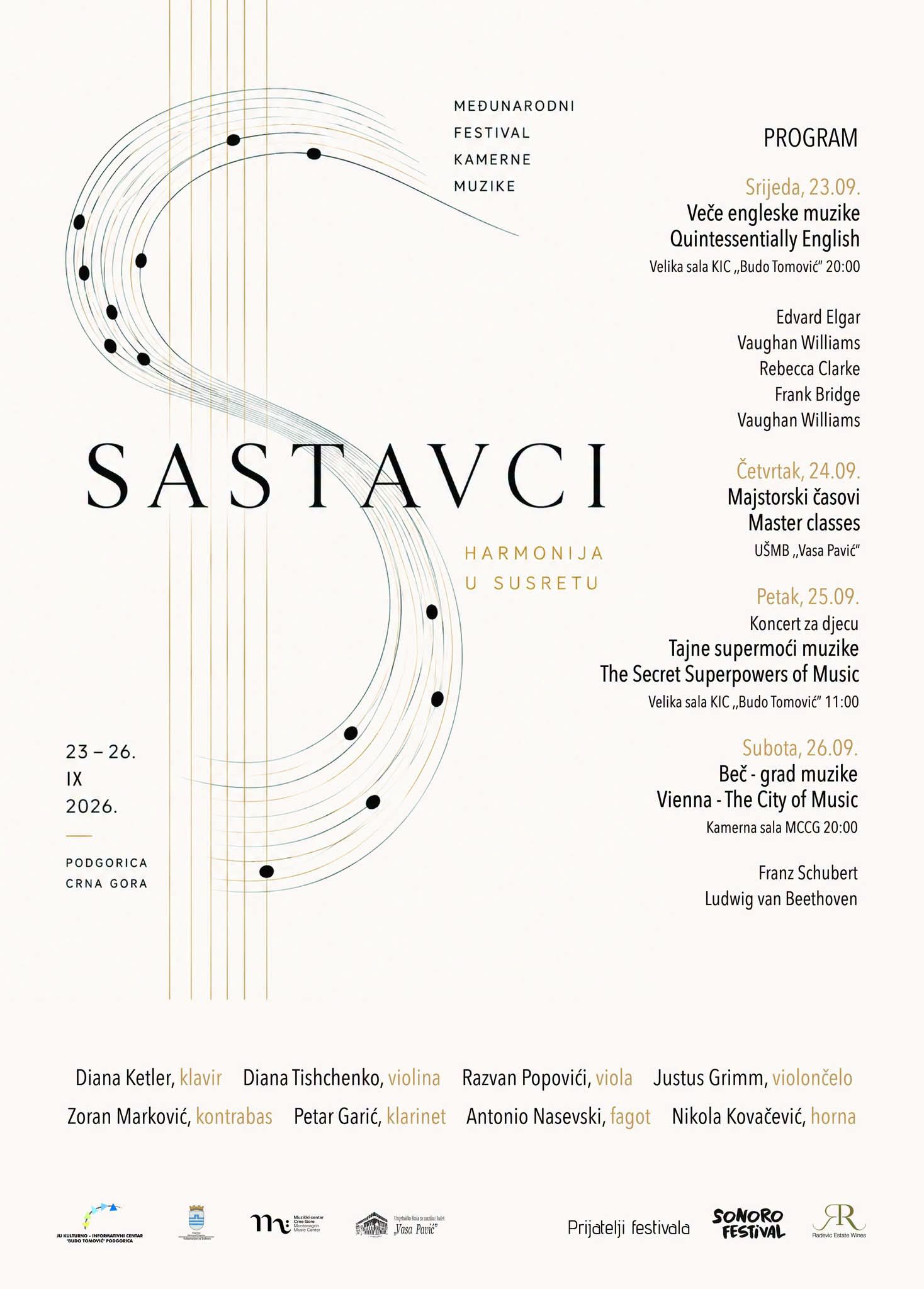 Večeras počinju „Sastavci“: Četiri dana kamerne muzike u Podgorici