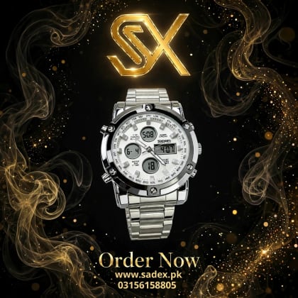 SKMEI Dual Time Analog Digital Watch With White Dial