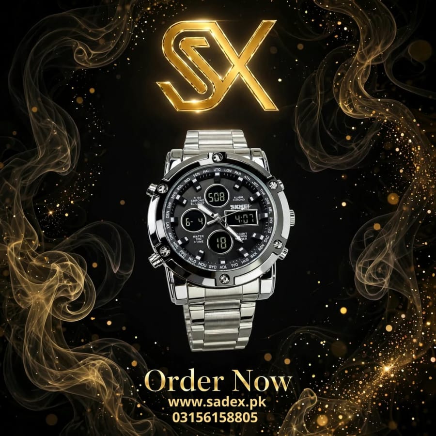 SKMEI Dual Time Analog Digital Watch with Black dial