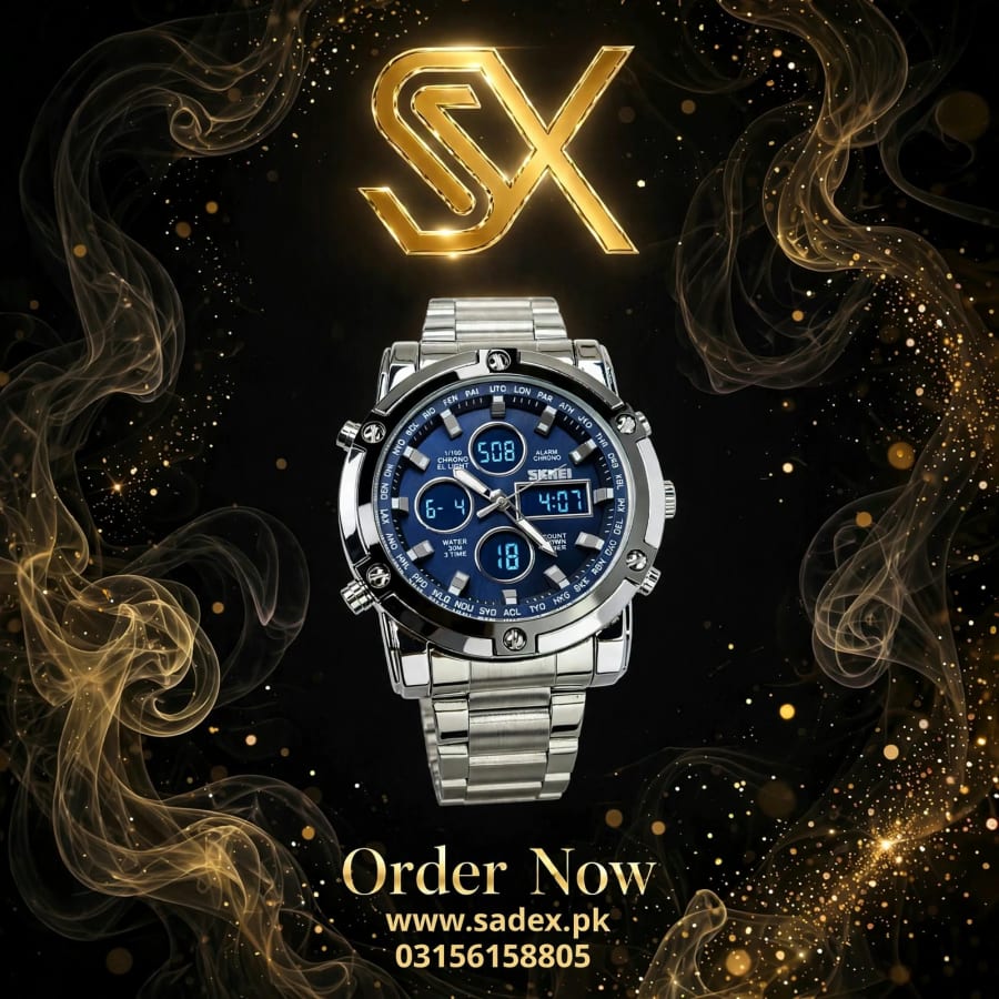 SKMEI Dual Time Analog Digital Watch With Blue Dial